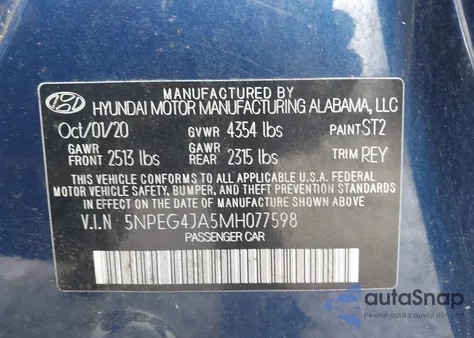 2021 Hyundai Sonata Se from USA, damaged, VIN 5NPEG4JA5MH077598